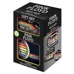 Gåvoset - PINK FLOYD (VINTAGE DARK SIDE) MUG, COASTER & KEYCHAIN GIFT SET