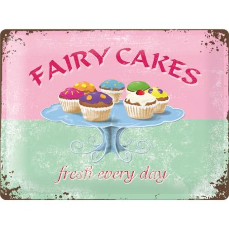 Metallskylt 30Ã—40 cm Fairy cakes fresh every day