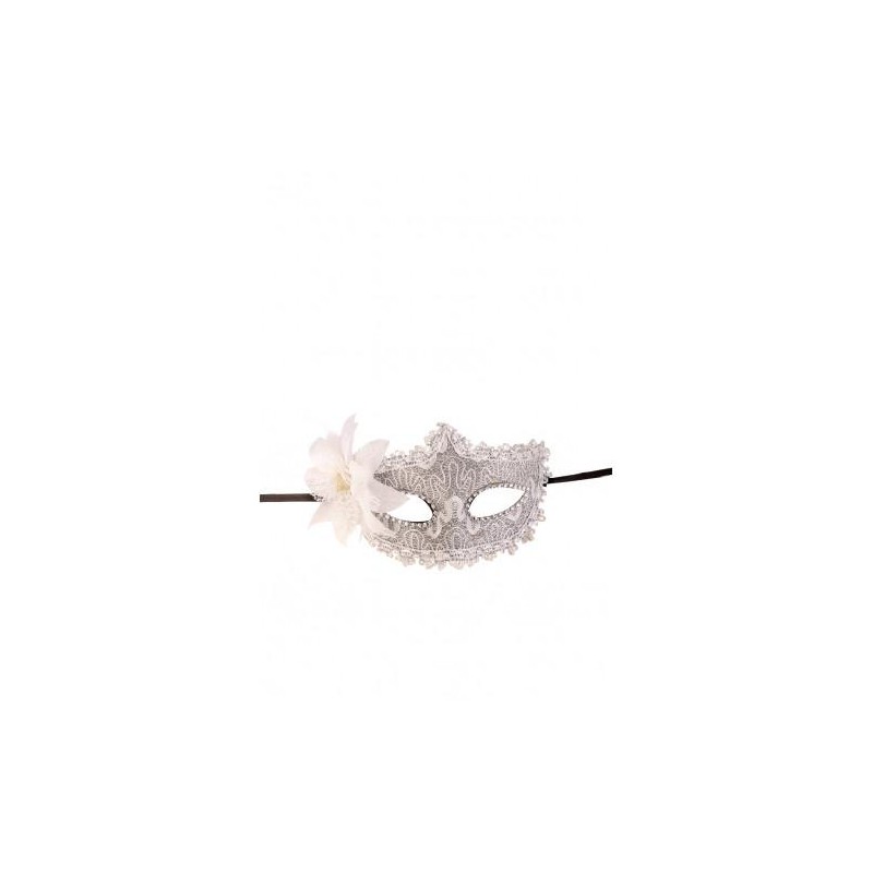 Ansiktsmask - White mask with lace and strass