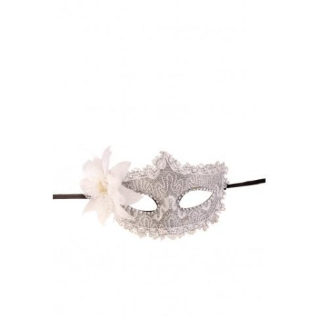 Ansiktsmask - White mask with lace and strass