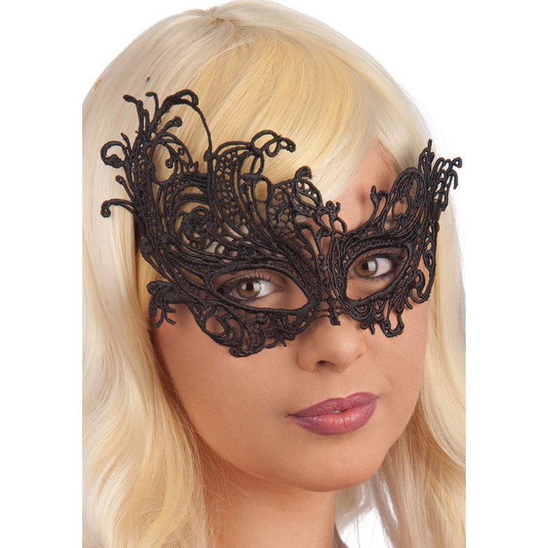 Ansiktsmask - Mask in black Fabric Macrame