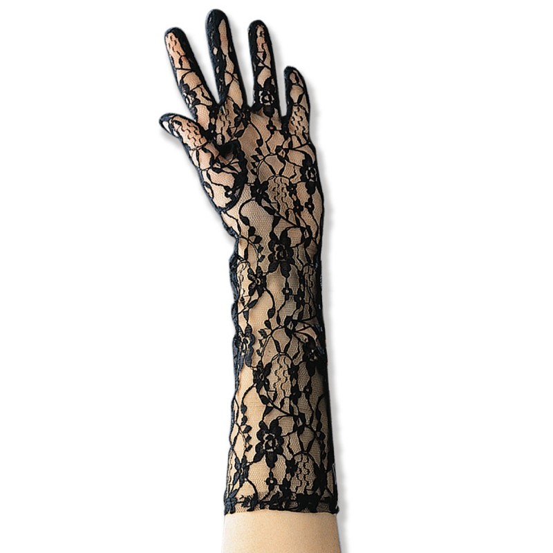 Black Lace Gloves 40 cm