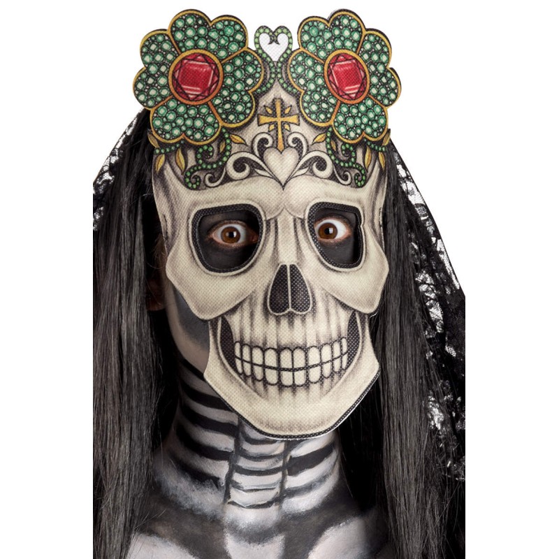 Ansiktsmask - Skull mask with flowers