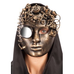 Ansiktsmask - Steampunk Future Full Face Gold Mask with Mirror