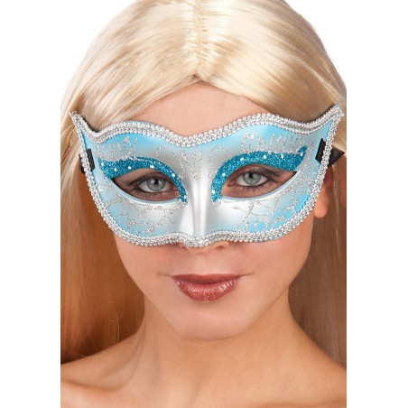 Ansiktsmask - Mask in blue hard PVC with glitter