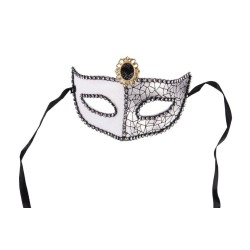 Ansiktsmask - Mask in silver glitter and black gem