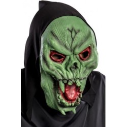 Ansiktsmask - Grön döskallemask i PVC med huva i tyg