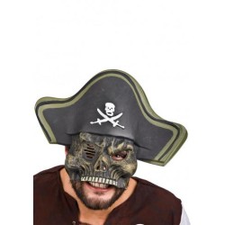 Ansiktsmask - Skull pirate with hat