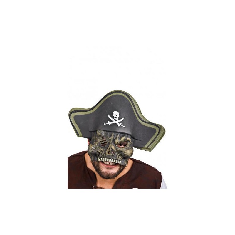 Ansiktsmask - Skull pirate with hat