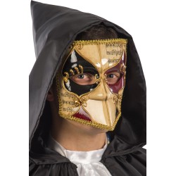 Ansiktsmask - White, gold, black and red Venetian bautta mask