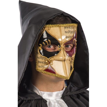 Ansiktsmask - White, gold, black and red Venetian bautta mask