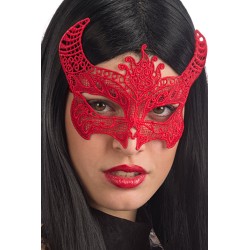 Ansiktsmask - Devil mask in red Fabric Macrame