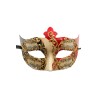 Ansiktsmask - White, red and black Venetian mask with gold decoration