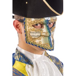 Ansiktsmask - White, gold and blue Venetian bautta mask