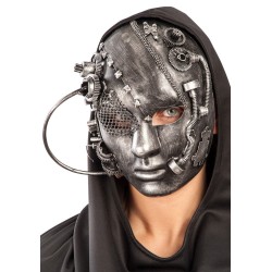 Ansiktsmask - Steampunk Future Full Face Grey Mask