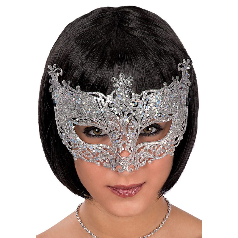Ansiktsmask - Mask in silver with glitter