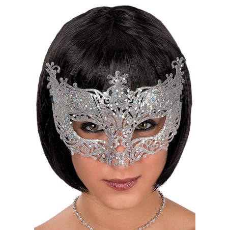 Ansiktsmask - Mask in silver with glitter