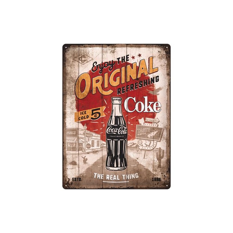 Metallskylt 30×40 cm Coca-Cola - Original Coke Highway 66 Metallskylt 30×40 cm Coca-Cola - Original Coke Highway 66