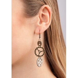 Steampunk Earrings With Gearwheel 