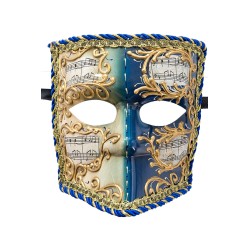 Ansiktsmask - White, gold and blue Venetian bautta mask