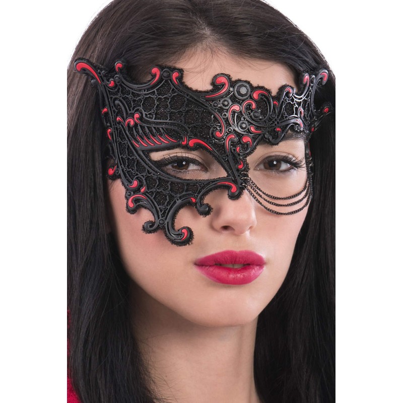 Ansiktsmask - Black/red chinless mask