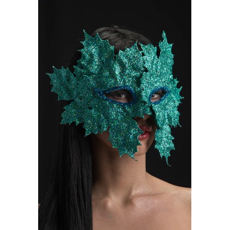 Ansiktsmask - Mask with glitter aquamarine leaves