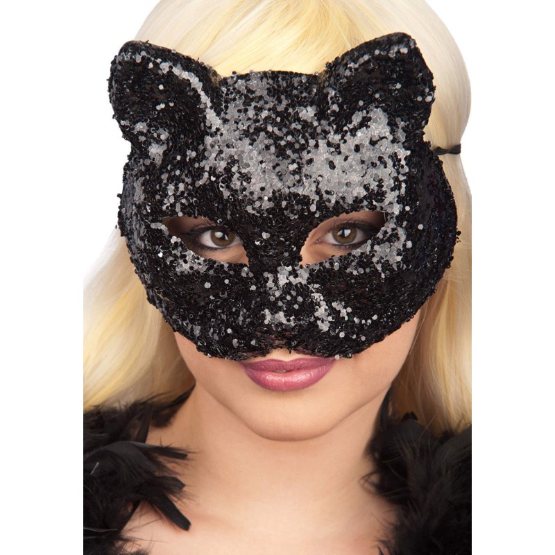 Ansiktsmask - Black cat glitter  mask 