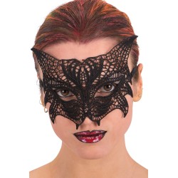 Ansiktsmask -Cat  mask in black Fabric Macrame