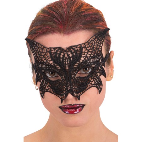 Ansiktsmask -Cat  mask in black Fabric Macrame