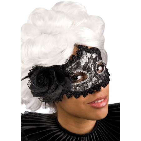 Ansiktsmask - Black lace and feathers mask