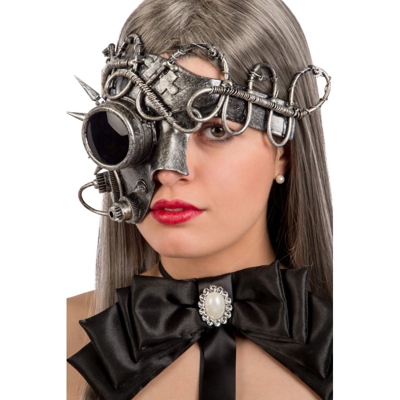 Ansiktsmask - Steampunk silver eye mirror mask
