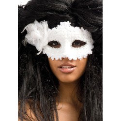 Ansiktsmask - White mask with lace and strass