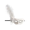Ansiktsmask - White mask with strass, perls, flower and feathers