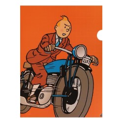 Tintin - Plastficka A4 - Tintin på motorcykel