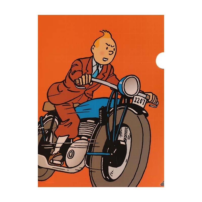 Tintin - Plastficka A4 - Tintin på motorcykel