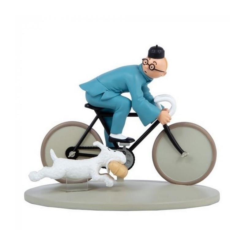 Tintin på cykel - Blå Lotus - Statyett Tintin på cykel - Blå Lotus - Statyett