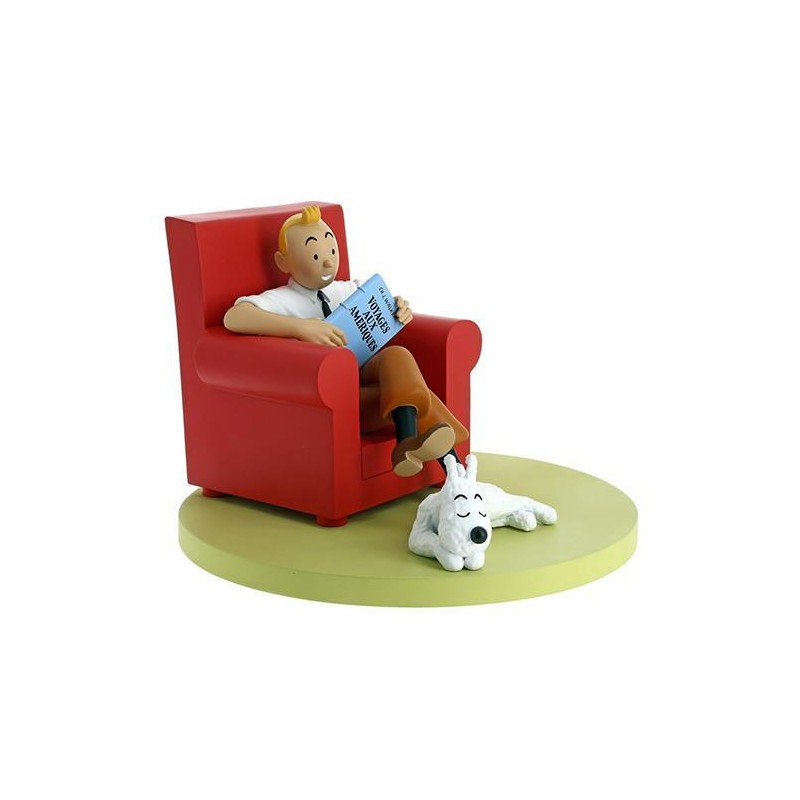 Tintin och Milou i röd stol - Resin Tintin och Milou i röd stol - Resin