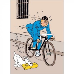 Tintin - Plastficka A4 - Blå Lotus - Tintin på Cykel