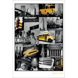 New York - Collage Landmarks - Yellow cab