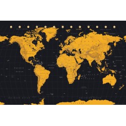 Världskarta -  Golden yellow World Map