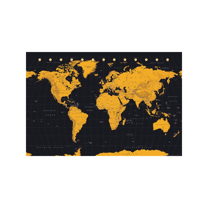 Världskarta - Golden yellow World Map Världskarta - Golden yellow World Map