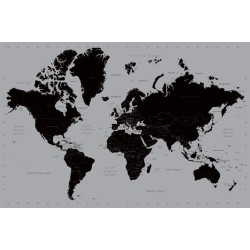 Världskarta - Svart och silver, World Map