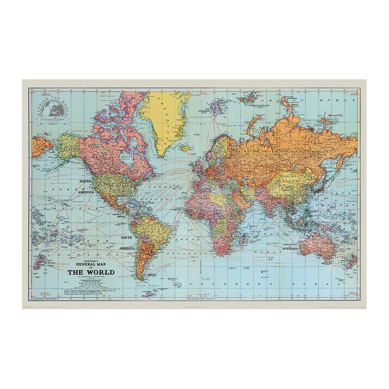 Stanfords General Map Of The World (Colour) - Världskarta Stanfords General Map Of The World (Colour) - Världskarta
