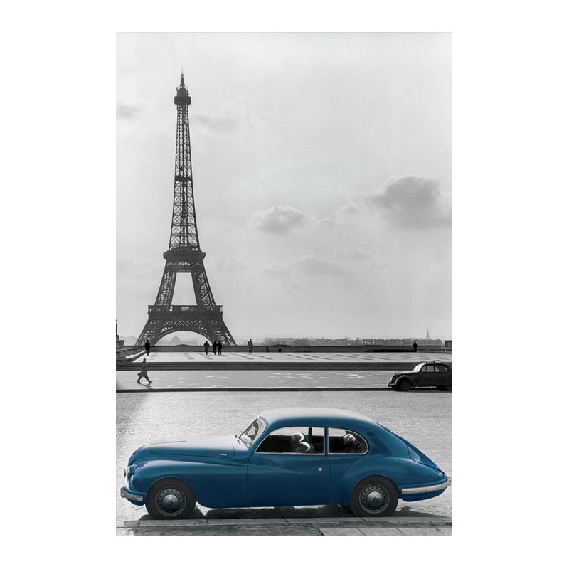 Paris Eiffel Tower - Blue Car Paris Eiffel Tower - Blue Car
