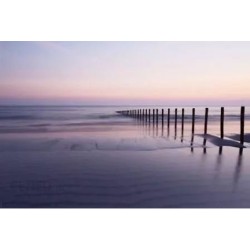 Beach breakwater - Strand i solnedgång