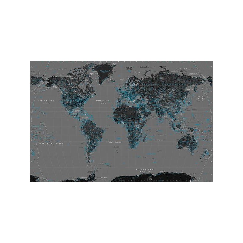 Världskarta - Svart / Blå - World map Världskarta - Svart / Blå - World map