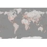 Världskarta - Silvergrå/Orange - World map