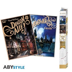 HARRY POTTER - Set 2 Chibi Posters - Retro Hogwarts&Diagon