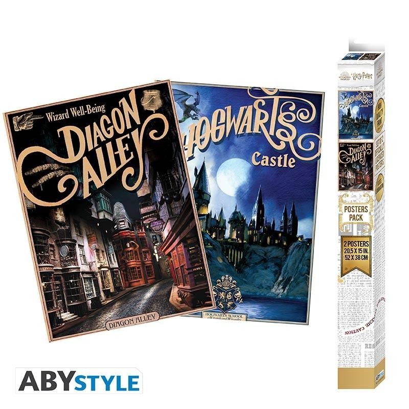 HARRY POTTER - Set 2 Chibi Posters - Retro Hogwarts&Diagon HARRY POTTER - Set 2 Chibi Posters - Retro Hogwarts&Diagon