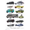 Poster - Four Wheels Icons